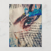 A face and words abstract mixed media collage briefkaart (Voorkant)