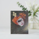 A face in space mixed media collage briefkaart (Staand voorkant)