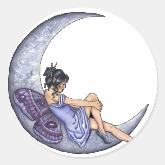 A Fairy Moon Ronde Sticker (Voorkant)