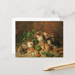A Family of Rabbit by Alfred Richardson Barber Briefkaart