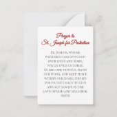 A Family Prayer to St. Joseph Prayer Card Notitiekaartje (Achterkant)
