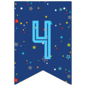 À Fanions 4 3 2 1 Feu De Bannière De L'Espace (Texte Bleu) (Deuxième drapeau)