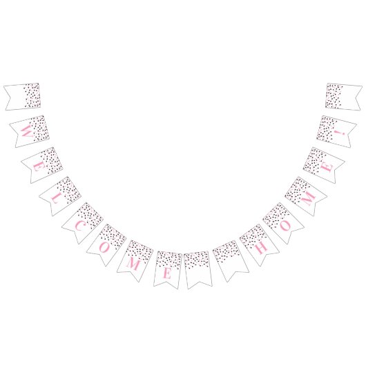 À Fanions Accueil Bienvenue Bannière rose Noir Confetti (Tout)