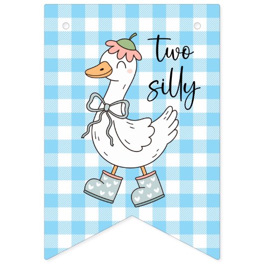 À Fanions Bannière d'anniversaire de deux oies bleues (Septième drapeau)