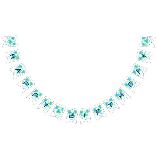 À Fanions Bannière d'anniversaire heureuse en bleu (Tout)