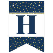 À Fanions Bannière d'anniversaire joyeuse en bleu et or (Deuxième drapeau)