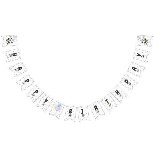 À Fanions Bannière d'anniversaire Pastel Panda avec bambou,  (Tout)