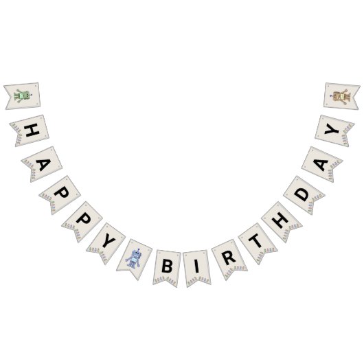 À Fanions Bannière d'anniversaire Robot and Gears (Tout)