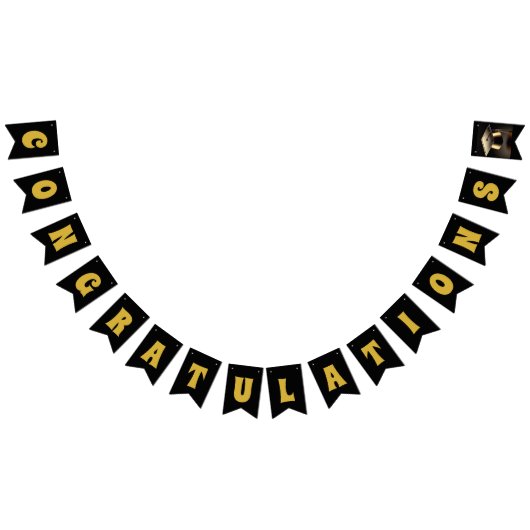 À Fanions Bannière de Bunting Black & Gold "Félicitations" (Tout)