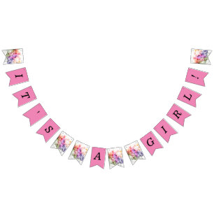 À Fanions Bannière de Bunting "Welcome Home Baby Girl"