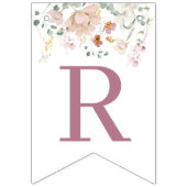 À Fanions Bannière de Fête de Mariage Florale Rose (Deuxième drapeau)