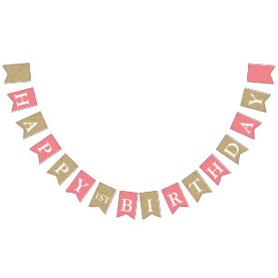 À Fanions Bannière de fête de premier anniversaire Paillette