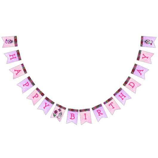 À Fanions Bannière joyeuse de Unicorne rose et pourpre (Tout)