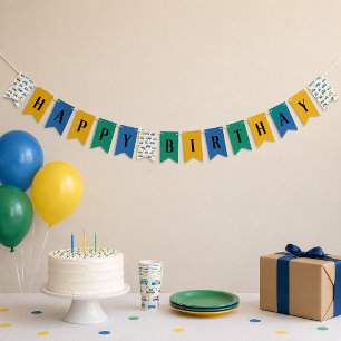 À Fanions Bannière joyeux anniversaire de construction migno