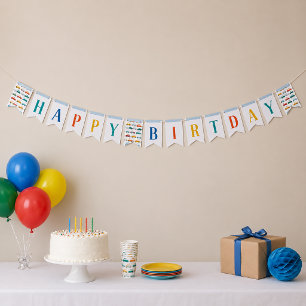 À Fanions Bannière Joyeux Anniversaire Transport Mignon
