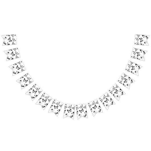 À Fanions Bannière Mariage de bruyères noires et blanches (Tout)