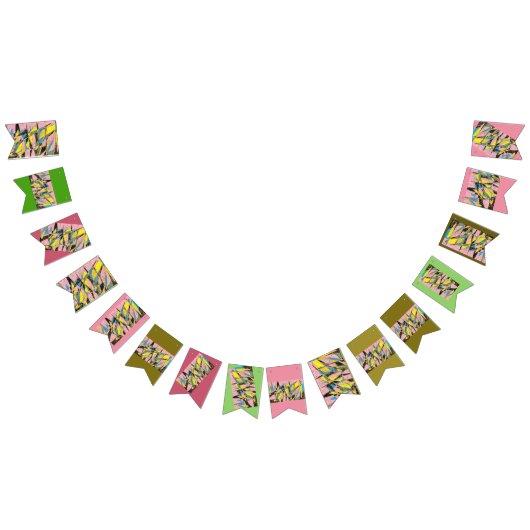 À Fanions Bannière rétro abstraite avec rose et vert (Tout)