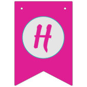 À Fanions Bébé requin rose joyeux bannière d'anniversaire Or (Deuxième drapeau)