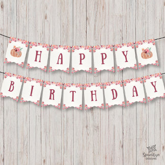 À Fanions Boho Floral Petit Citrouille Anniversaire Bannière
