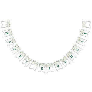 À Fanions Bonne Bannière d'anniversaire Green Gold Confetti