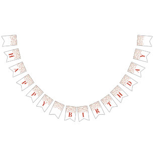 À Fanions Bonne bannière d'anniversaire Red Gold Confetti