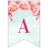 À Fanions Fleurs bleues d'aquarelle de bannière de joyeux (Troisième drapeau)