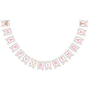 À Fanions Flower Sloth Heureux Bithday Party bannière