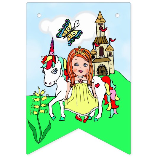 À Fanions Joyeux anniversaire Princesse Jaune Bannière (Seizième drapeau)