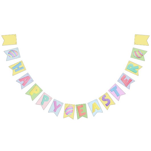 À Fanions Joyeux Pâques | Bannière Pastel Aquarelle (Tout)