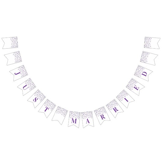 À Fanions Juste Marié Bannière violet argent Confetti (Tout)