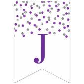 À Fanions Juste Marié Bannière violet argent Confetti (Troisième drapeau)