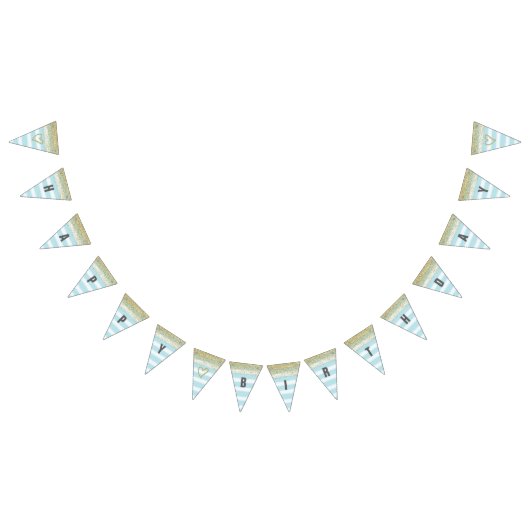 À Fanions Or et bannière bleue de joyeux anniversaire (Tout)