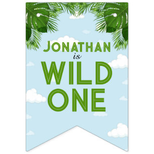 À Fanions Wild One Safari Jungle Thème Anniversaire Bannière