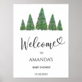 À feuillage persistant arbres baby shower affiche (Devant)