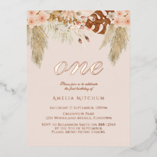 À Feuilles D'aluminium Carte postale d'invitation en feuille d'or rose po