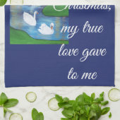 A Flock of Seven Swans-A-Swimming  Theedoek (Gevouwen)