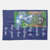 A Flock of Seven Swans-A-Swimming  Theedoek (Horizontaal)