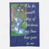 A Flock of Seven Swans-A-Swimming  Theedoek (Verticaal)