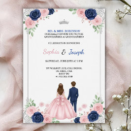 A floral themed Quinceanera Invitation Kaart