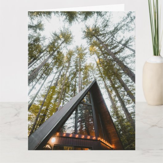 A-FRAME CABINE BOIS CARTE DE SALUT D'ANNIVERSAIRE (Devant)