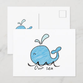A FRIENDLY WHALE IN HIS SEA BRIEFKAART