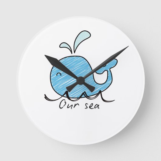 A FRIENDLY WHALE IN HIS SEA Round Clock Ronde Klok (Voorkant)