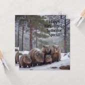 À Froid : Carte d'anniversaire Wombat (Devant/Arrière en situation)