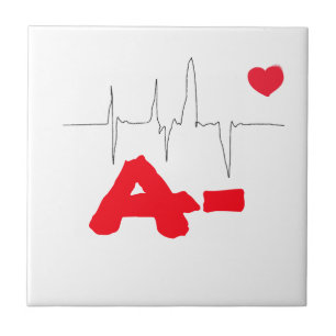 A- Funky Blood Type Heart Rate Medical Tegeltje