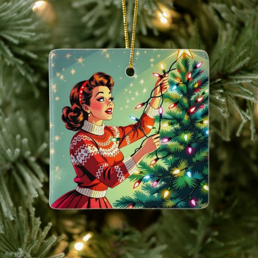 A Funny Sarcastic and Nostalgic Retro Christmas Keramisch Ornament (Boom)