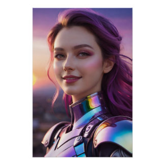 A Futuristic Sunset Portrait Perfect Poster