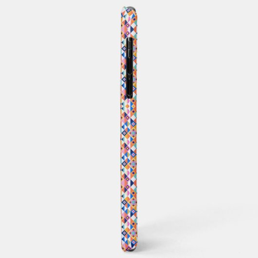 A geometric patterned phone case with vibrant  (Achterkant/links)