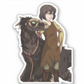 A Girl en haar Dinosaur Sticker (Voorkant)