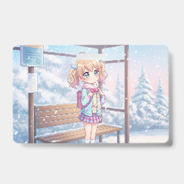 A Girl Waiting for a Bus in the Snow Badge
