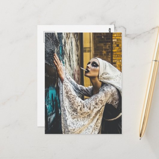 A Goth Nun Briefkaart (Voorkant / Achterkant in situ)